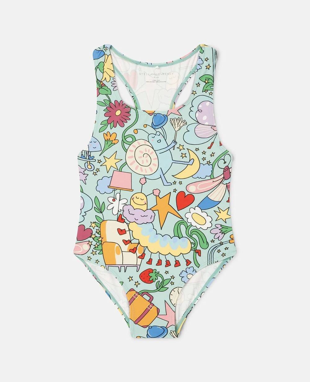 NEW STELLA MCCARTNEY girl's summer printed one piece swimsuit in mint